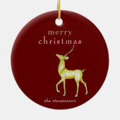 Rode minimalistische Merry Christmas Gold Rendier Keramisch Ornament (Achterkant)