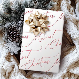 Rode Minimalistische Moderne Schrift Merry Kerstmi Cadeaupapier