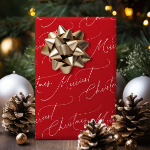 Rode Minimalistische Moderne Schrift Merry Kerstmi Cadeaupapier