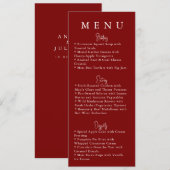 Rode Minimalistische Moderne Trouwmenu Menu (Voorkant / Achterkant)