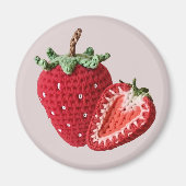 Rode minimalistische oma fruit haakaardbei magneet (Voorkant)