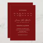 Rode minimalistische save-the-date kalender save the date (Voorkant / Achterkant)