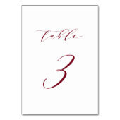 Rode Minimalistische Script Trouwtafel Nummer 3 Kaart (Achterkant)