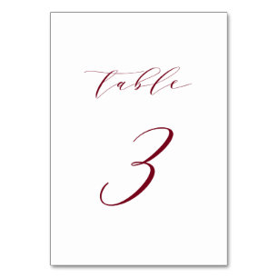 Rode Minimalistische Script Trouwtafel Nummer 3 Kaart