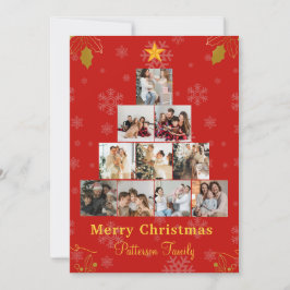 Rode minimalistische vrolijke kerst foto collage kaart