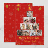 Rode minimalistische vrolijke kerst foto collage kaart (Voorkant / Achterkant)
