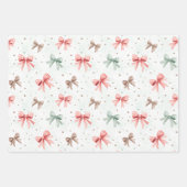 Rode Mint Crème Kerst Bogen Pepermunt Strepen Inpakpapier Vel (Voorkant)