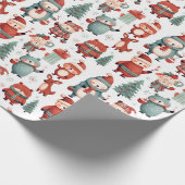 Rode Mint Rendier Beer Sinterklaas Patroon Kerstmi Cadeaupapier (Hoek)