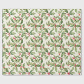 Rode Mistletoe Vintage Christmas Wrapping Paper Cadeaupapier (Vlak)