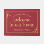 Rode Mistletoe Welkom op onze thuisdeurmat Deurmat (Voorkant)