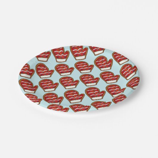 Rode Mitten Sugar Cookies kerstfeestdagen Borden Papieren Bordje (Gekanteld)