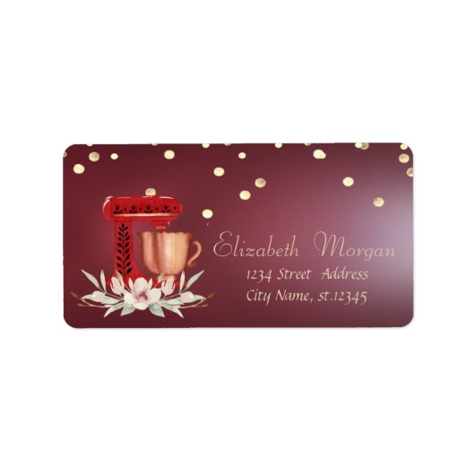 Rode Mixer Bloemen Folie Confetti Etiket (Voorkant)