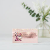 Rode Mixer Bloemen, Gouden Confetti, Penseelstreek Visitekaartje (Staand voorkant)