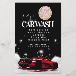 Rode Mobiele Autowas Autodetailing Logo Flyer
