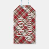 Rode, Mocha & Cream Plaid met Vrolijk Kerstfeest Cadeaulabel (Voorkant)