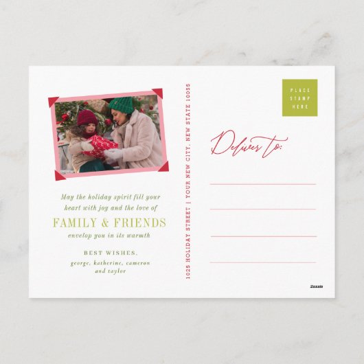 Rode moddercirkels die Abstracte kerstboom glanzen Feestdagenkaart (Achterkant)