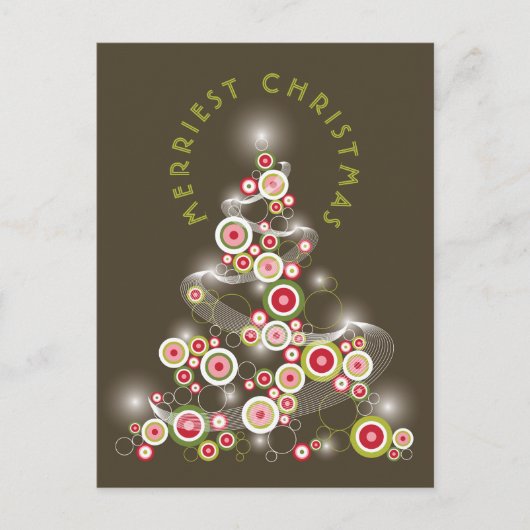 Rode moddercirkels die Abstracte kerstboom glanzen Feestdagenkaart (Voorkant)