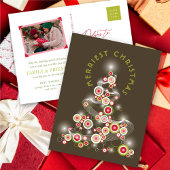 Rode moddercirkels die Abstracte kerstboom glanzen Feestdagenkaart