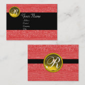 RODE MODE BEADEN GEEL TOPAZ GEM MONOGRAM VISITEKAARTJE (Voorkant / Achterkant)