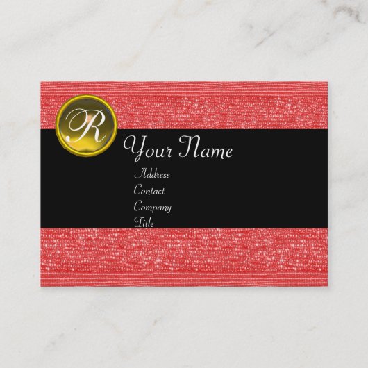 RODE MODE BEADEN GEEL TOPAZ GEM MONOGRAM VISITEKAARTJE (Voorkant)