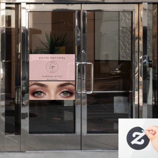 Rode Modern Logo Foto Make-up Bedrijf Raamsticker (Kantoordeur)