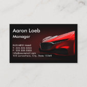 Rode moderne autokoplampen op zwarte achtergrond visitekaartje (Voorkant)