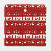 Rode Moderne Baby Eerste Kerstfoto Keramisch Ornament (Achterkant)