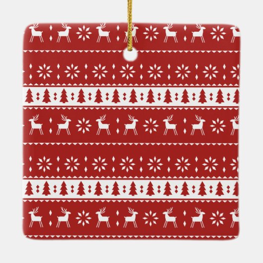 Rode Moderne Baby Eerste Kerstfoto Keramisch Ornament (Achterkant)