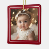 Rode moderne Baby-foto minimalistische kerstfoto Keramisch Ornament (Links)