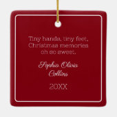 Rode moderne Baby-foto minimalistische kerstfoto Keramisch Ornament (Achterkant)