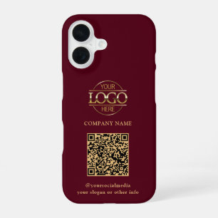Rode moderne bedrijfslogo & QR-code promotioneel iPhone 16 Hoesje