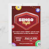 Rode moderne bingo avond uitnodigingen (Voorkant)