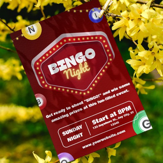 Rode moderne bingo avond uitnodigingen