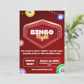 Rode moderne bingonacht uitnodigingen (Staand voorkant)