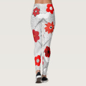 Rode moderne bloemen leggings (Achterkant)