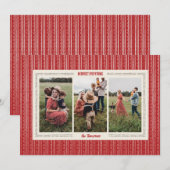 Rode moderne boerderij vakantiefotokaart feestdagenkaart (Voorkant / Achterkant)