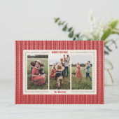 Rode moderne boerderij vakantiefotokaart feestdagenkaart (Staand voorkant)