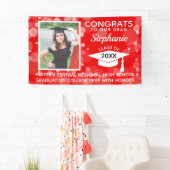 Rode Moderne Bubbels Gefeliciteerd Foto Afstuderen Spandoek (Insitu)