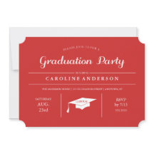 Rode moderne chic afstudeeruitnodiging