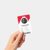 Rode Moderne Chic Minimale ID Barcode Werknemersfo Badge (Handheld)