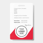 Rode Moderne Chic Minimale ID Barcode Werknemersfo Badge (Achterkant)