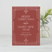 Rode Moderne Deco | Elegante Zakelijke Kerstkaart (Staand voorkant)