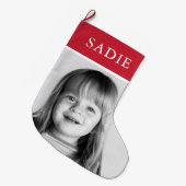 Rode Moderne Feestelijke Foto + Naam Vakantie Grote Kerstsok (Voorkant (Hangend))