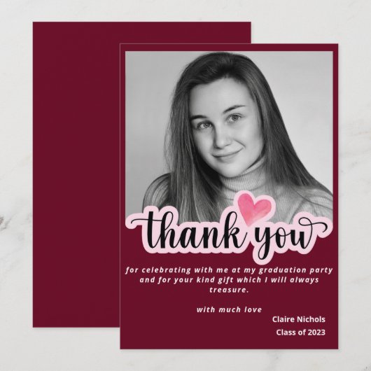 Rode moderne foto-afstuderen, gedurfd met eenvoudi (Voorkant / Achterkant)