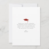 Rode moderne foto-afstuderen, gedurfd met eenvoudi bedankkaart (Achterkant)