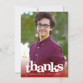 Rode moderne foto-afstuderen, gedurfd met eenvoudi bedankkaart (Voorkant)