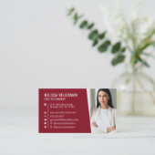 Rode Moderne Foto Logo Professioneel Visitekaartje (Staand voorkant)