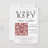 Rode Moderne Foto RSVP Invoegen QR-code Kaartje (Voorkant)