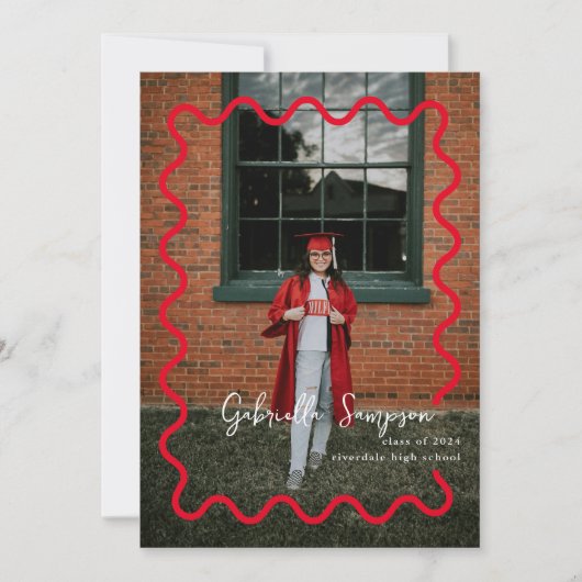 Rode Moderne Graduatie Uitnodigingen Aankondiging (Voorkant)