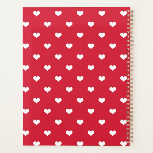 Rode moderne harten patroon gepersonaliseerde plan planner (Achterkant)